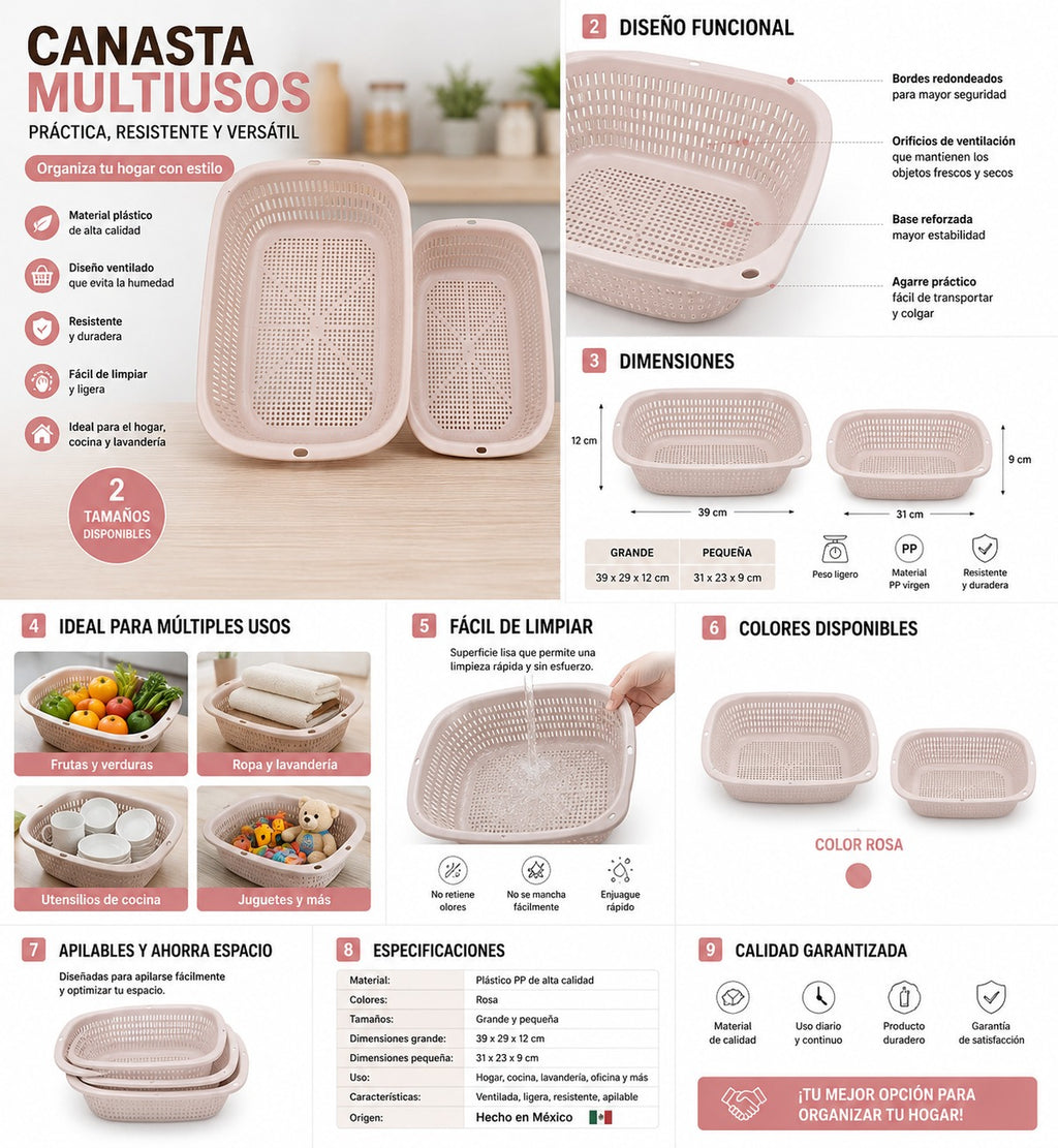 CANASTA MULTI USOS ESCURRIDORA GRANDE FXLSL001