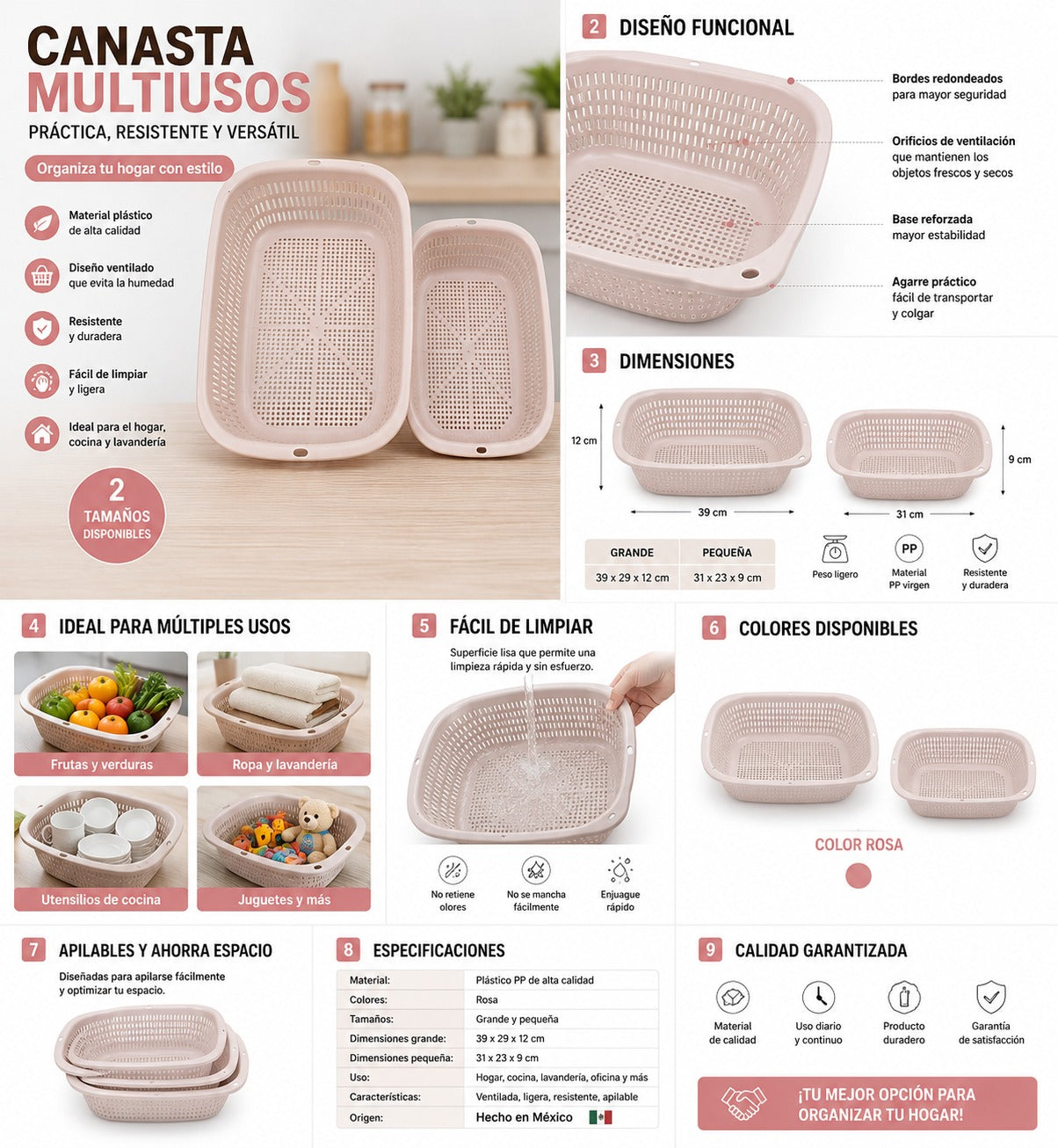 CANASTA MULTIUSOS ESCURRIDORA PEQUENA FXLSL002 Imagen secundaria del producto