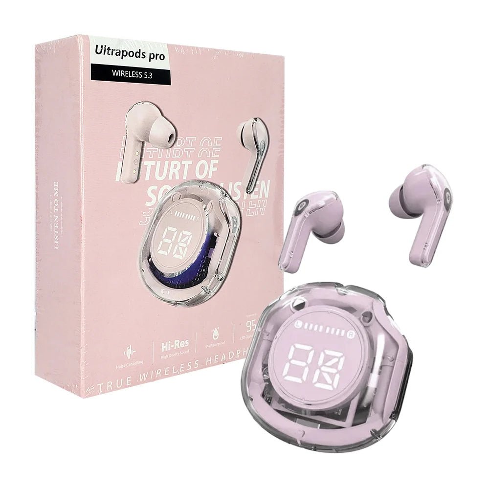 Audífonos bluetooth inalámbricos con estuche de carga transparente y luces rgb / ultrapods pro 5.3 - st - w127 - Mishop Mexico