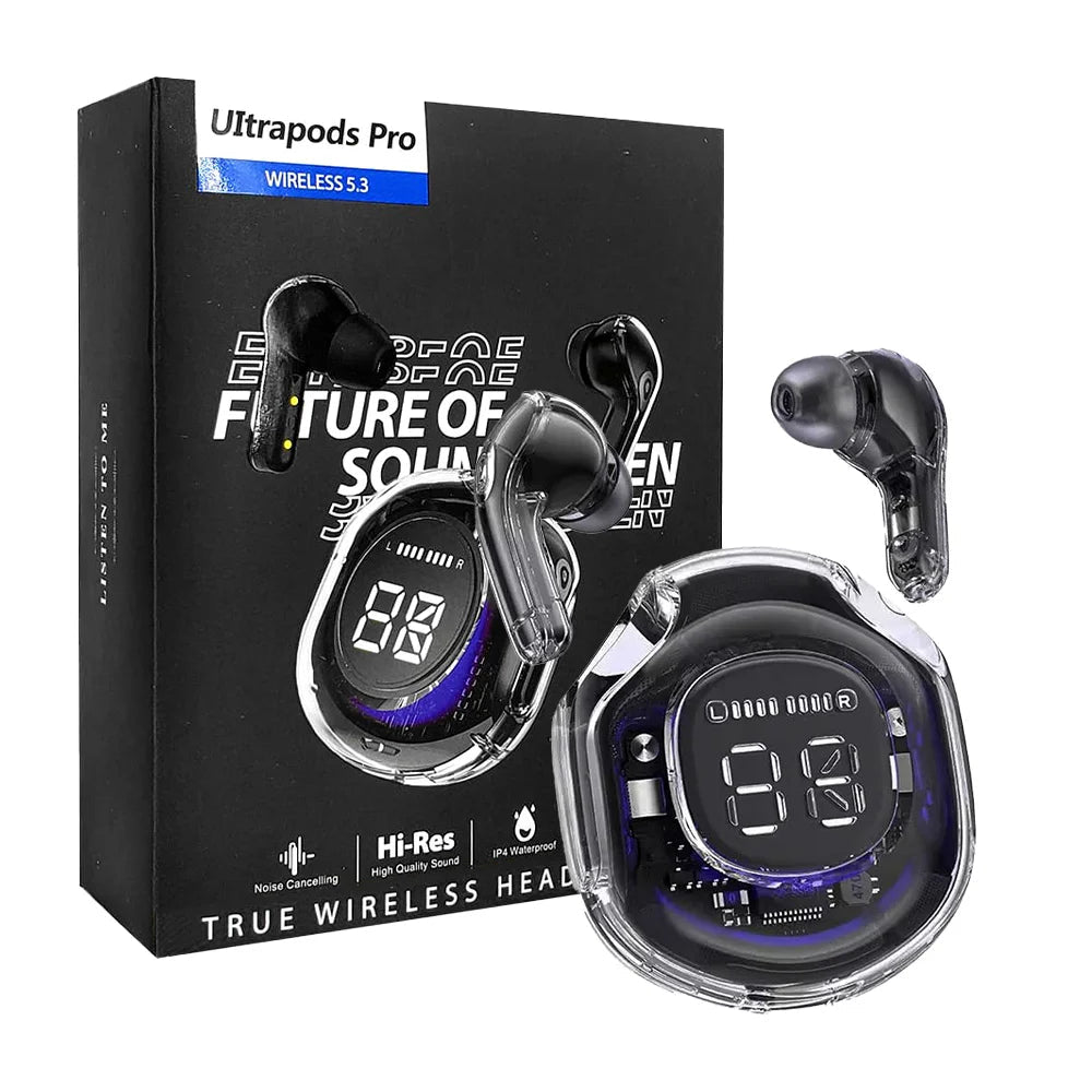 Audífonos bluetooth inalámbricos con estuche de carga transparente y luces rgb / ultrapods pro 5.3 - st - w127 - Mishop Mexico