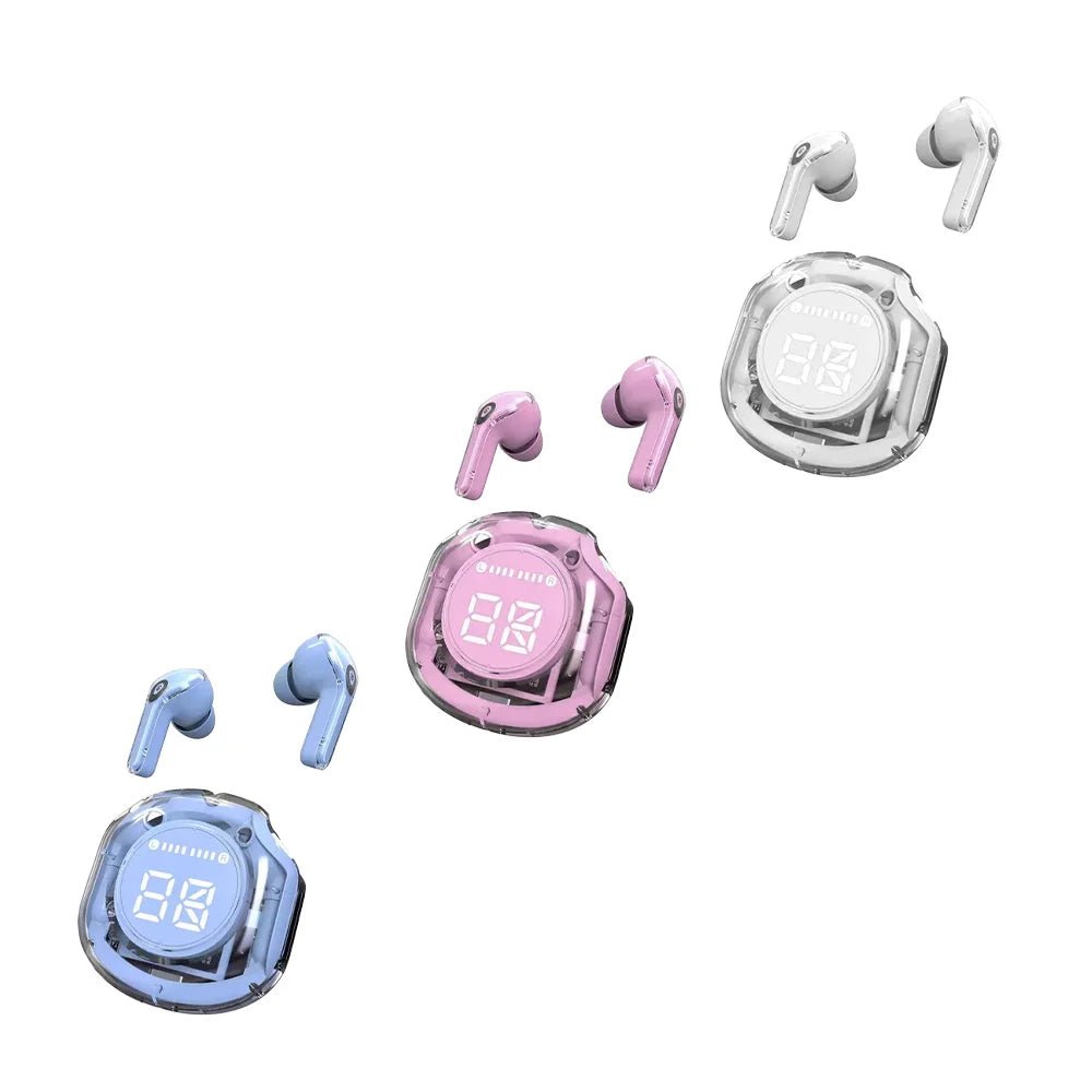 Audífonos bluetooth inalámbricos con estuche de carga transparente y luces rgb / ultrapods pro 5.3 - st - w127 - Mishop Mexico
