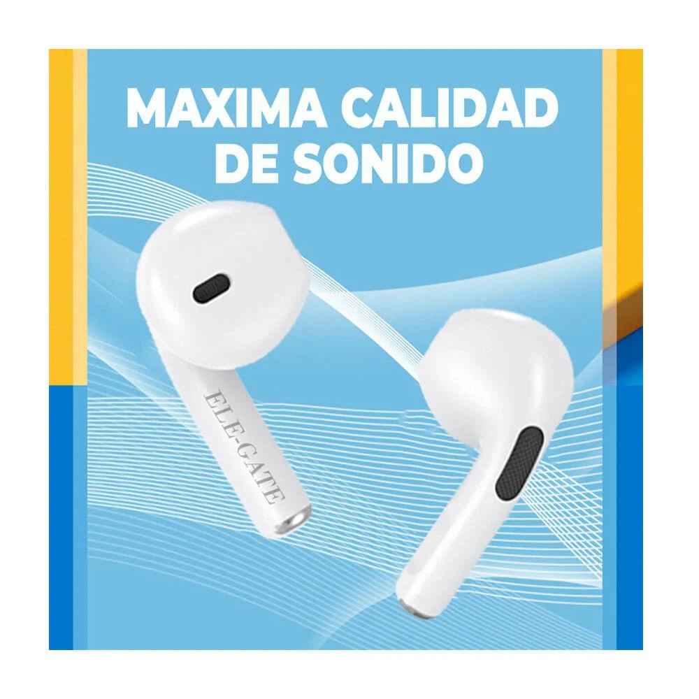 Audífonos inalámbricos bluetooth ele - gate con estuche transparente de carga, variedad de colores / ear.bt.q37 - Mishop Mexico