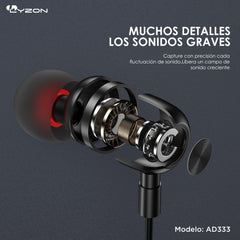 Audífonos Manos Libres Metálico AD333 - Mishop Mexico