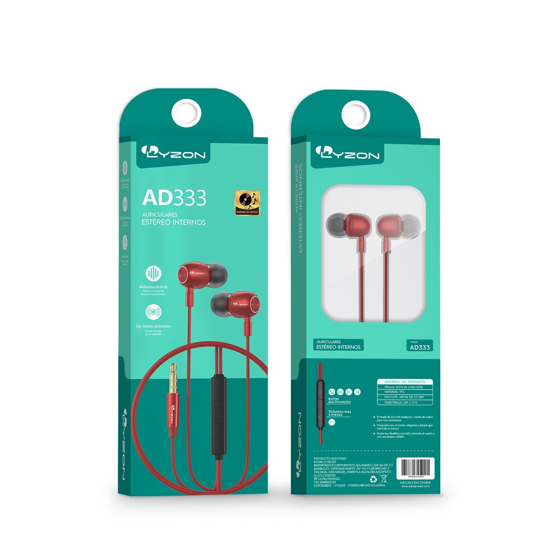 Audífonos Manos Libres Metálico AD333 - Mishop Mexico Imagen principal del producto