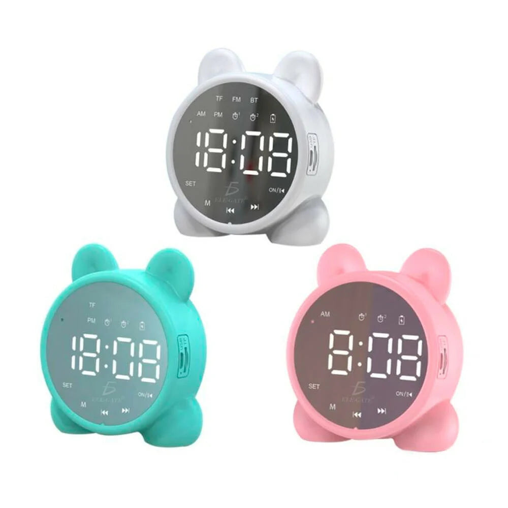 Reloj despertador bocina bluetooth ele-gate con luz y función espejo, variedad de colores - bc.p1