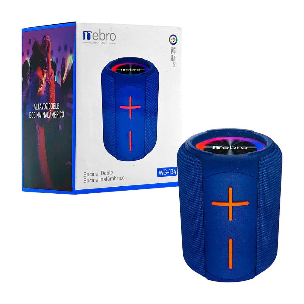 Bocina cilíndrica pequeña, inalámbrica con sonido envolvente y luz rgb - wg - 134 - Mishop Mexico
