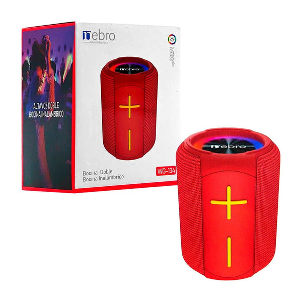 Bocina cilíndrica pequeña, inalámbrica con sonido envolvente y luz rgb - wg - 134 - Mishop Mexico