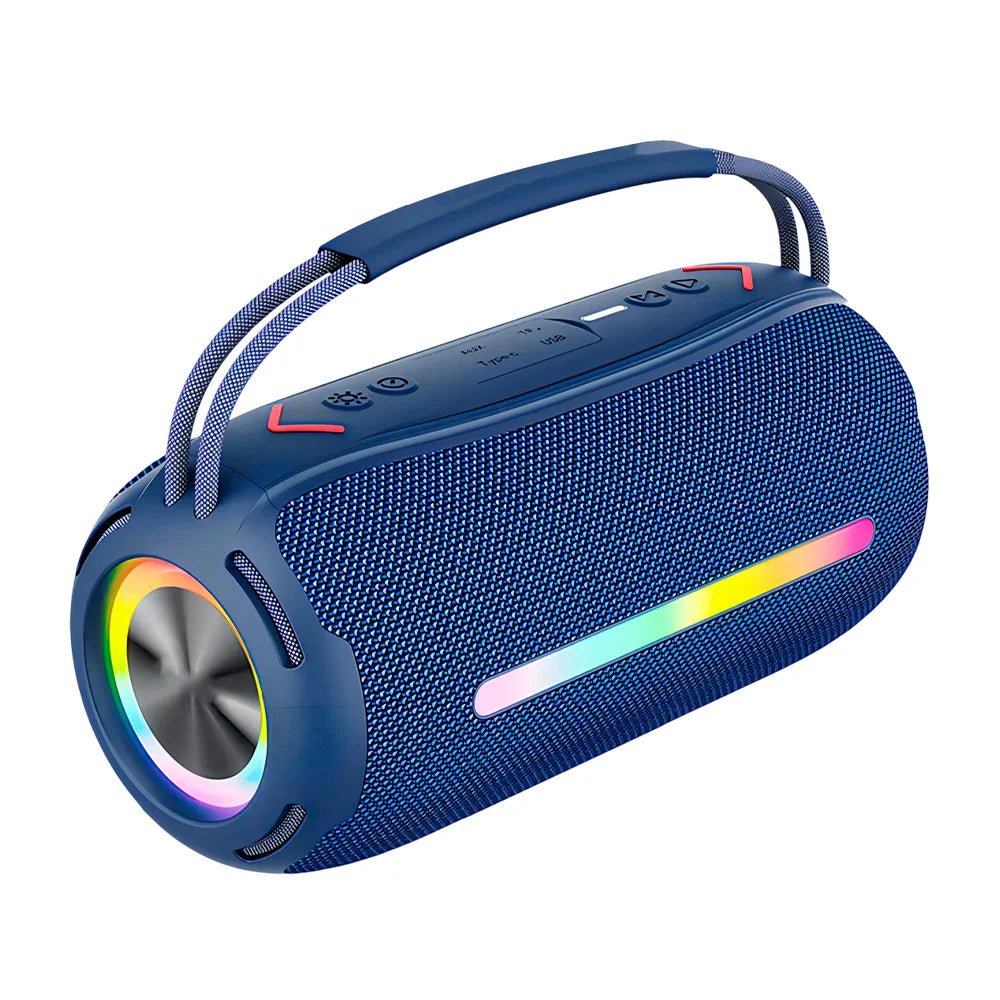Bocina inalámbrica bluetooth de serie disco, cilíndrica, puerto tf, auxiliar y usb y luz rgb - Mishop Mexico