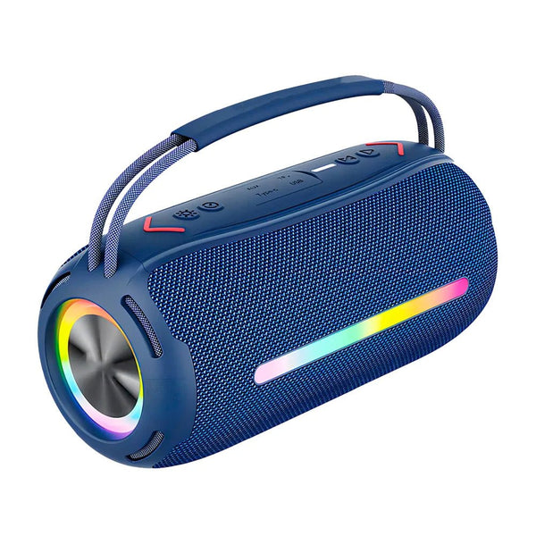 Bocina inalámbrica bluetooth de serie disco, cilíndrica, puerto tf, auxiliar y usb y luz rgb - Mishop Mexico