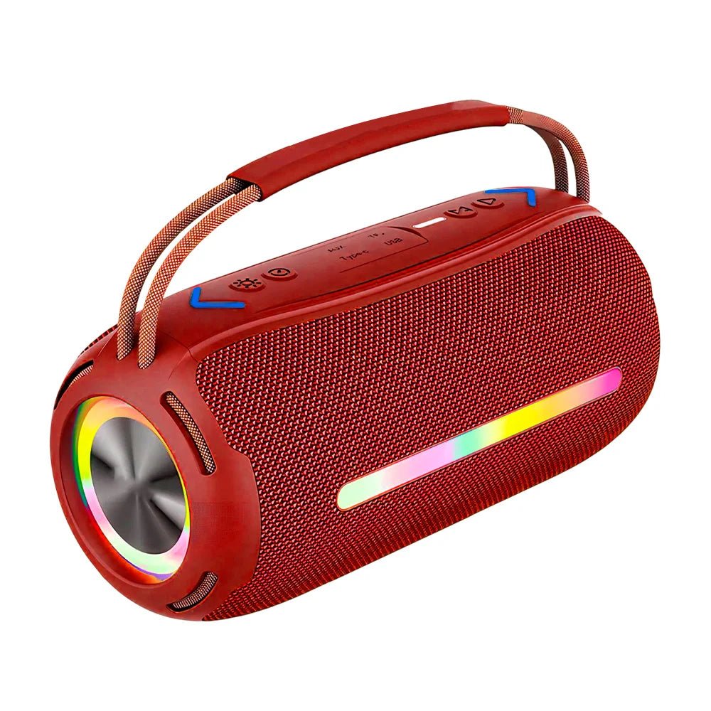 Bocina inalámbrica bluetooth de serie disco, cilíndrica, puerto tf, auxiliar y usb y luz rgb - Mishop Mexico