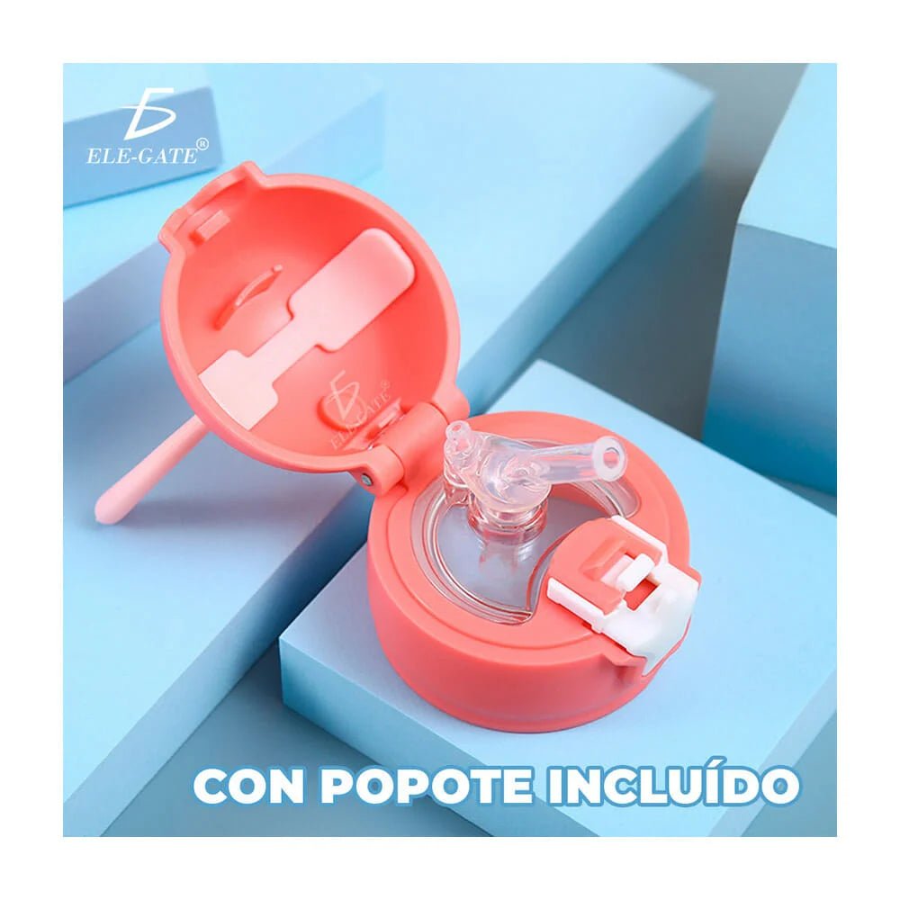 Botella tipo termo de acero inoxidable, diseño de animales, tapaderas intercambiables con diseño de cuernos, funda, capacidad de 500 ml - VAS.44.5 - Mishop Mexico