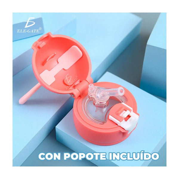 Botella tipo termo de acero inoxidable, diseño de animales, tapaderas intercambiables con diseño de cuernos, funda, capacidad de 500 ml - VAS.44.5 - Mishop Mexico