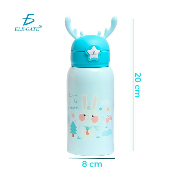 Botella tipo termo de acero inoxidable, diseño de animales, tapaderas intercambiables con diseño de cuernos, funda, capacidad de 500 ml - VAS.44.5 - Mishop Mexico
