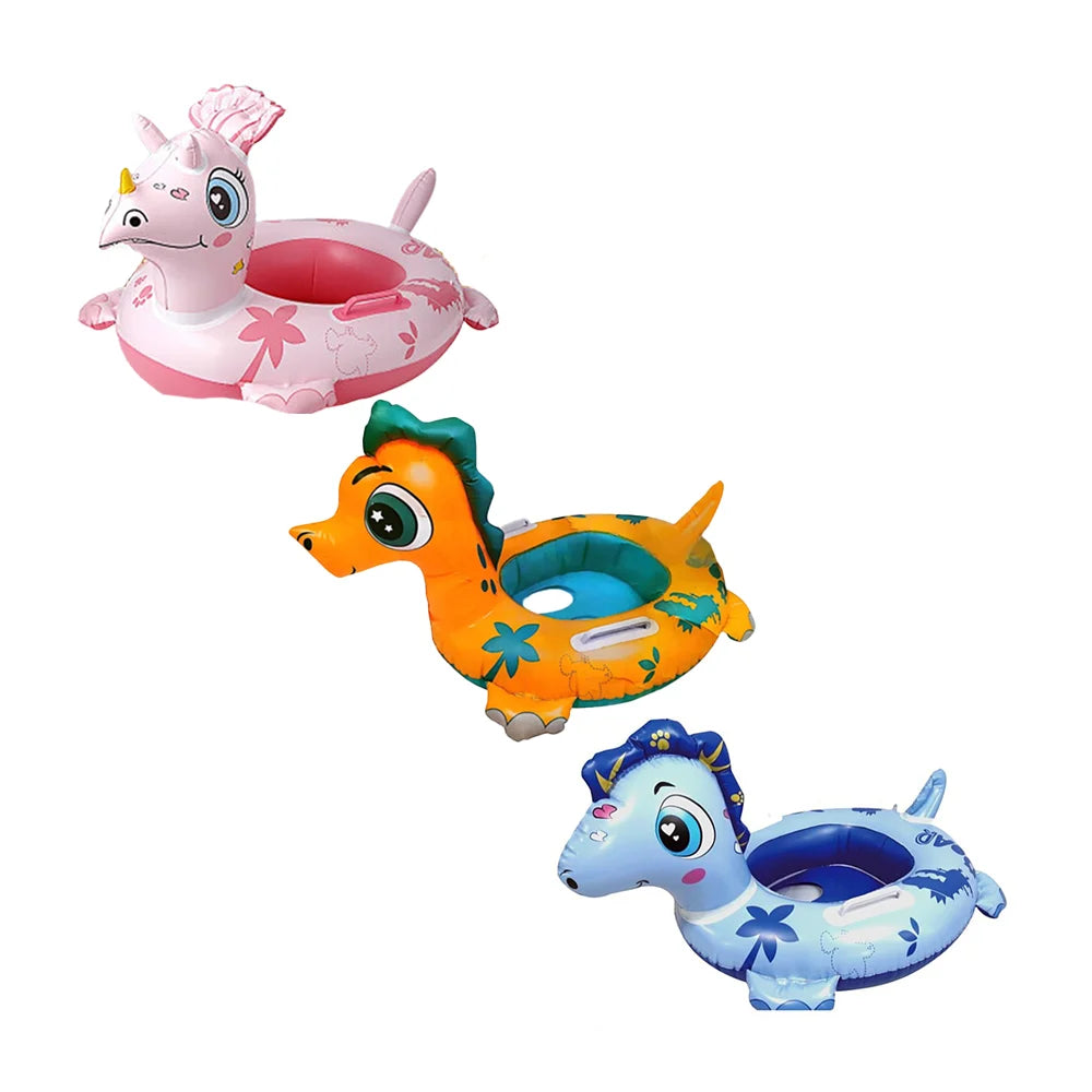 1pza Salvavidas inflable con agarraderas y forma de dinosaurio animado, variedad de colores y diseños / 70cm / baby boat / sainteve - C3484 Imagen principal del producto