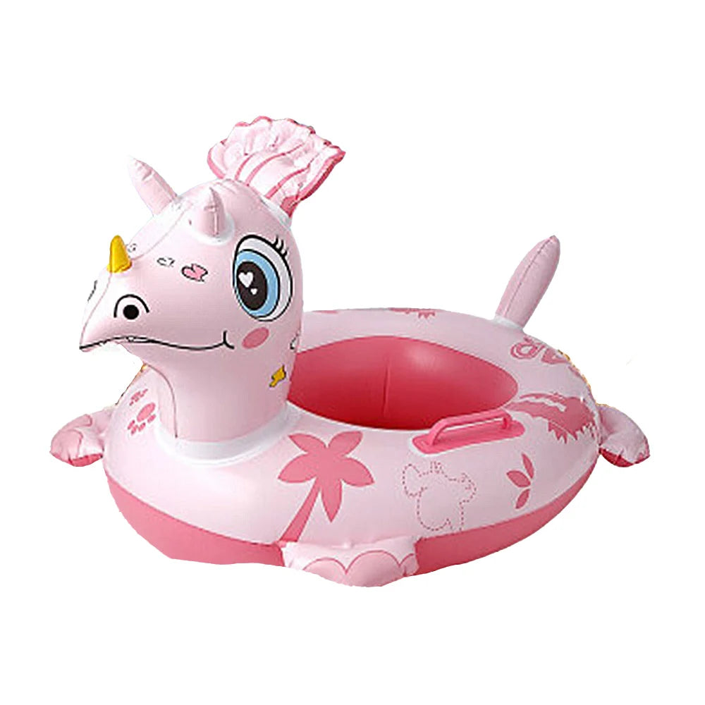 1pza Salvavidas inflable con agarraderas y forma de dinosaurio animado, variedad de colores y diseños / 70cm / baby boat / sainteve - C3484