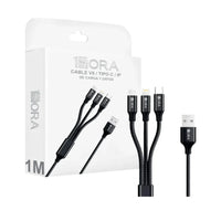 Cable 1hora 3 en 1, usb a tipo c, v8 y lightning para carga y transferencia de datos - cab259 - Mishop Mexico
