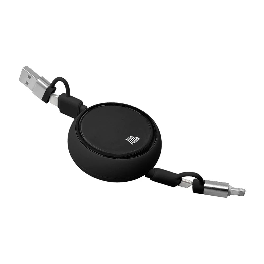 Cable 4 en 1 de 100w extendible asta 1m de largo con puertos intercambiables - C440W - Mishop Mexico