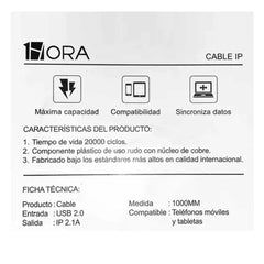 Cable con entrada iphone 2.1a 1hora - cab179 - Mishop Mexico
