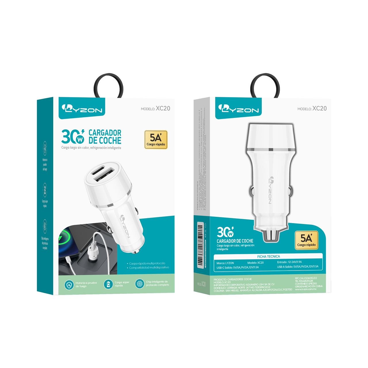 Cargador De coche LYZON XC20 Imagen secundaria del producto