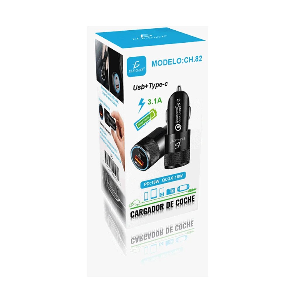 Cargador de coche usb de carga rápida qc3.0+pd tipo c - ch.82 - Mishop Mexico Imagen principal del producto