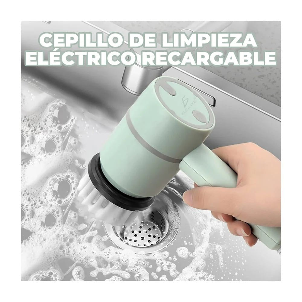 Cepillo de limpieza eléctrico recargable para baño y cocina con cepillos intercambiables, variedad de colores / hog.173 - Mishop Mexico Imagen principal del producto
