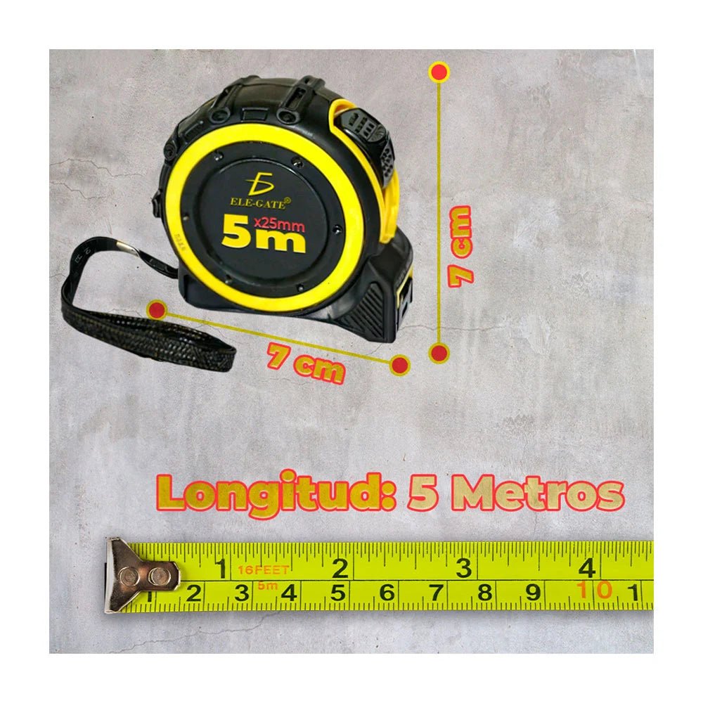 Cinta métrica magnética de 5m con escala doble cara y gancho true zero - herm.24.5m - Mishop Mexico