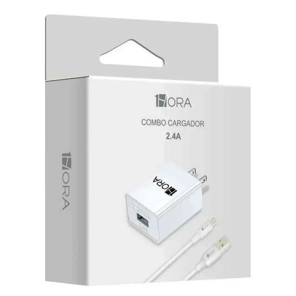 Combo cargador 1hora de 2.4a con adaptador de corriente y cable tipo c, 12w, - gar142 - Mishop Mexico Imagen principal del producto