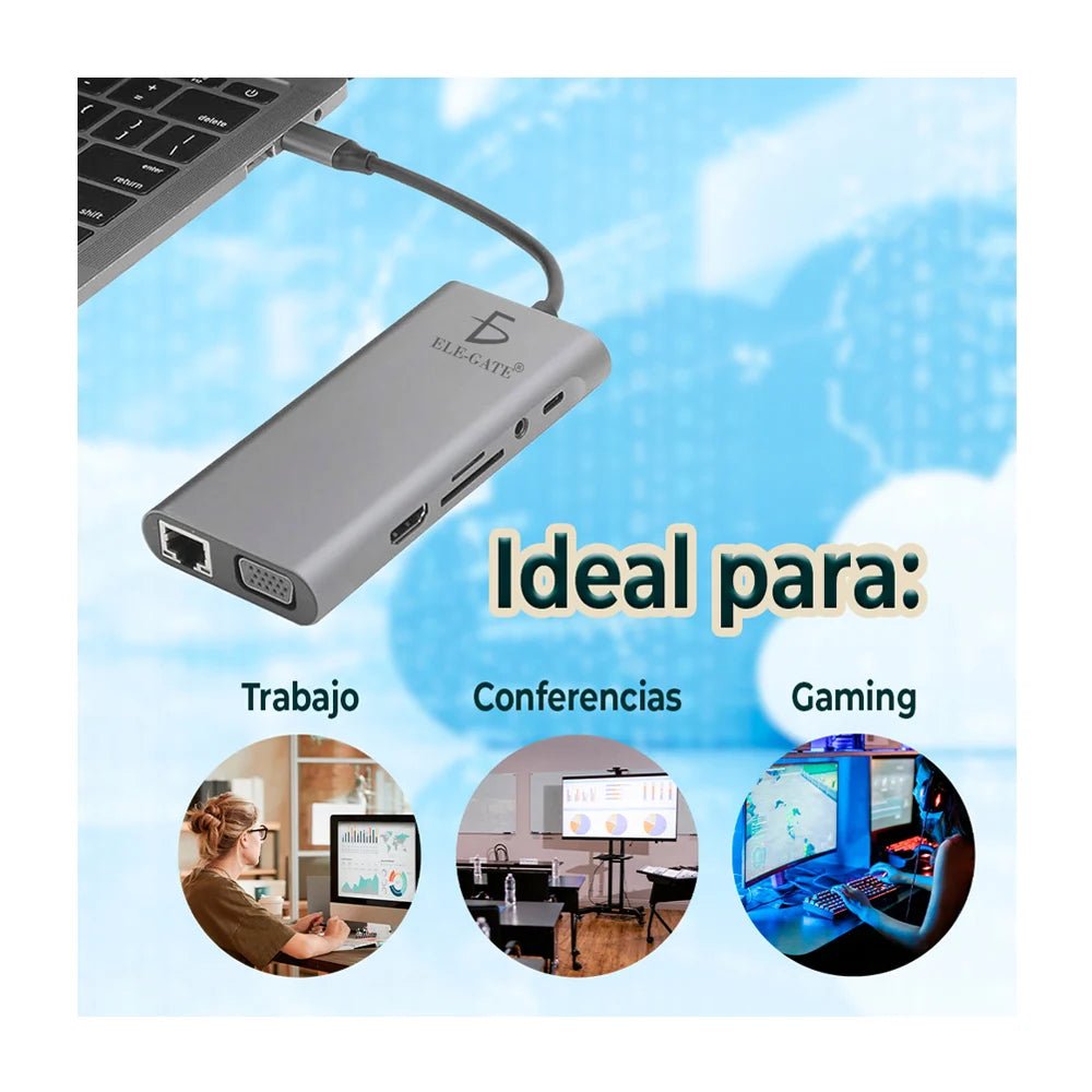 Convertidor hub tipo c multifuncional portátil 11 en 1 con diversas conexiones - wi.181 - Mishop Mexico