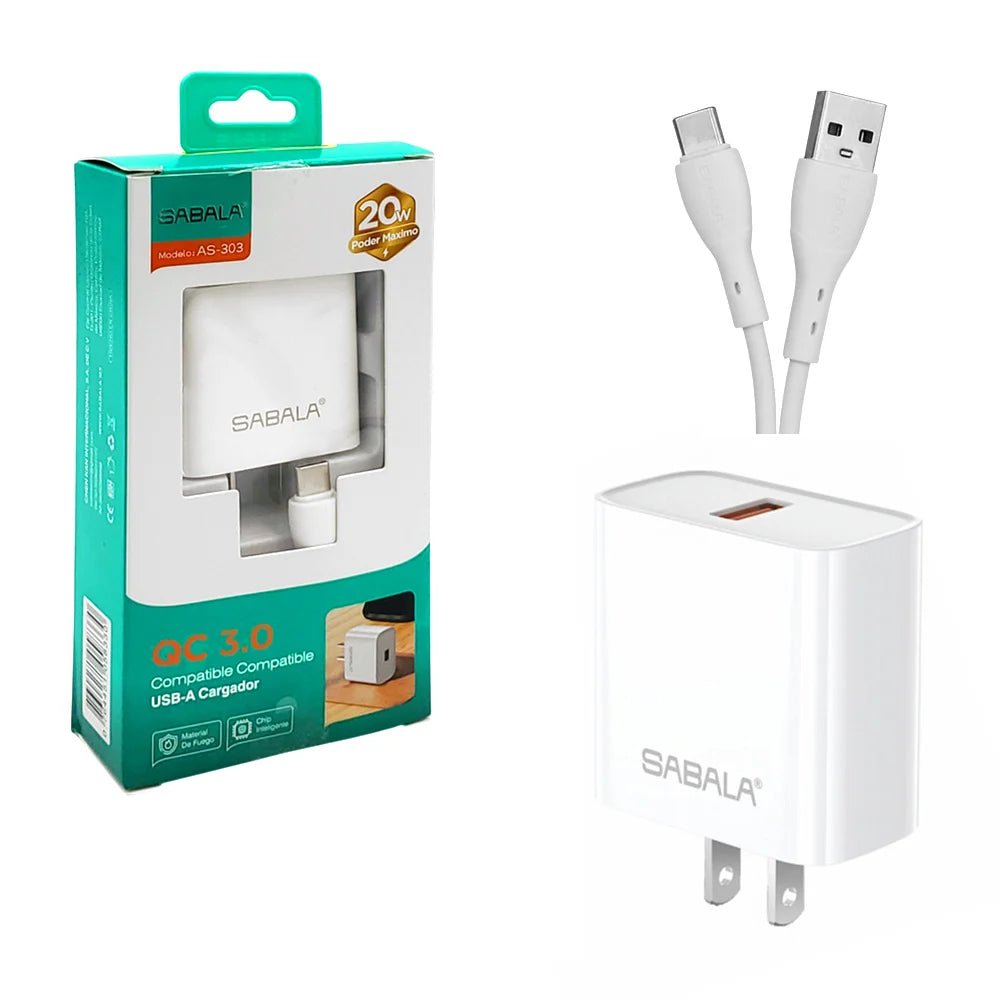 Cubo cargador sabala de carga rápida con puerto usb - a 20w - as - 303 - Mishop Mexico Imagen principal del producto