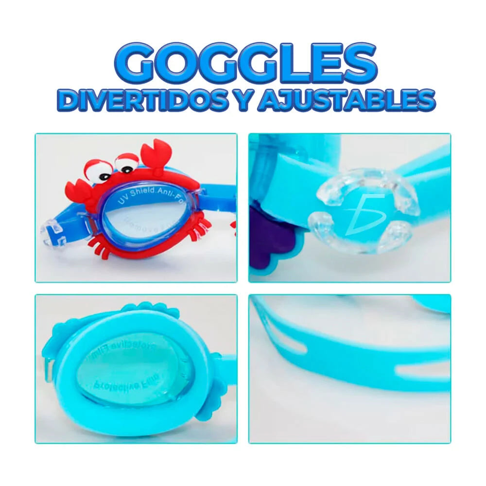 Goggles para natación, infantiles, ajustables y con diseño de animales, variedad de diseños - dep.38.2