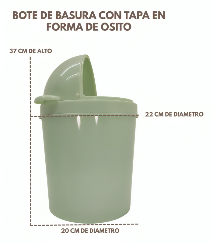 BOTE DE BASURA CON TAPA FORMA DE OSO LJT001