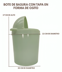 BOTE DE BASURA CON TAPA FORMA DE OSO LJT001