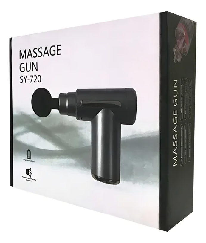 Pistola Masajeadora Portátil con cuatro cabezales 720-black
