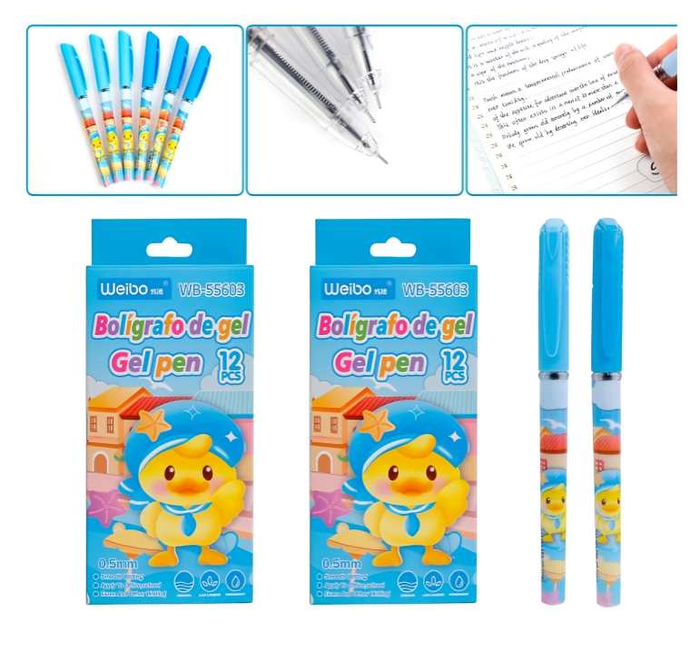 caja de boligrafos neutro tinta negra diseño pato - WB-55601