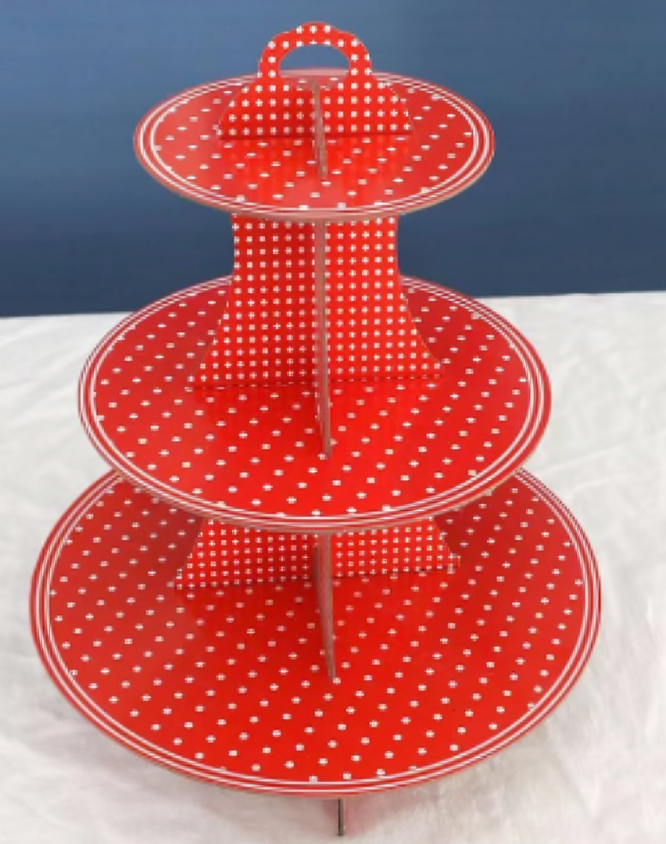 Estante de pastel diseño rojo con puntos blancos - 118-7