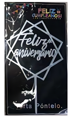 Adorno de pastel de mensaje Feliz aniversario - 808-12