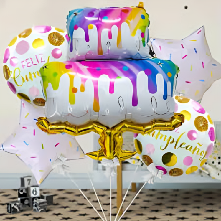 Juego de globos 5pz diseño de pastel - 808-24 Imagen principal del producto