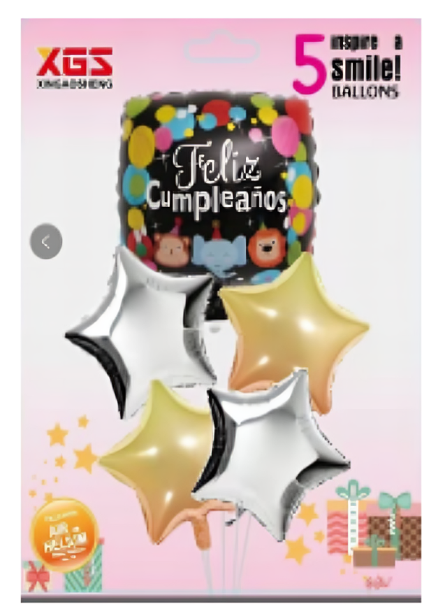 Set de 5pz globos diseño de aluminio - 34809-40 Imagen principal del producto