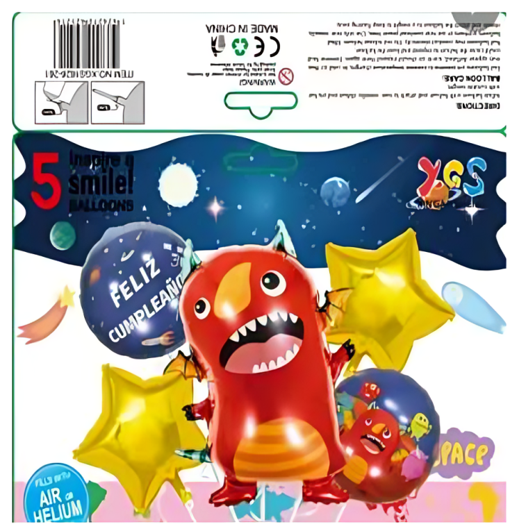 Set de globos de aluminio 5pz diseño de monstruos - 809-75 Imagen principal del producto