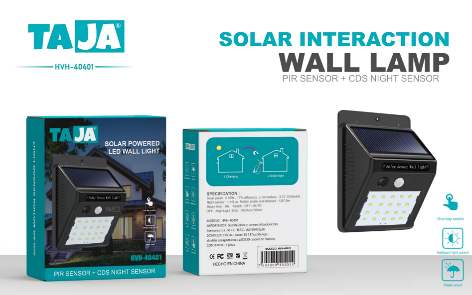 LAMPARA SOLAR DE PARED HVH-40401 XINMI