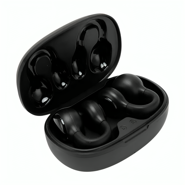 Audífonos inalámbricos bluetooth tipo clip con estuche de carga ovalado Imagen secundaria del producto
