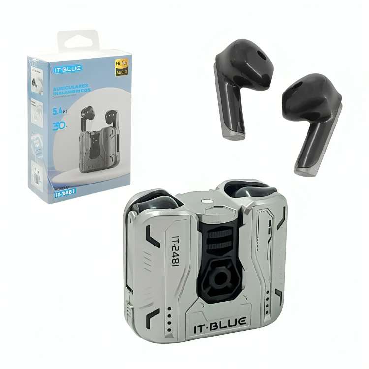 Audífonos inalámbricos bluetooth it blue con estuche de diseño gamer IT-2481 Imagen principal del producto