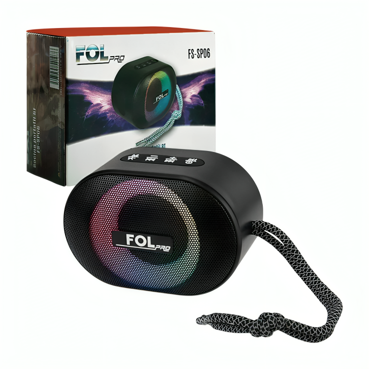 Bocina fol, portátil, ovalada inalámbrica, puerto usb, tf y radio + luz rgb Imagen principal del producto