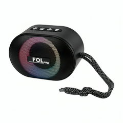 Bocina fol, portátil, ovalada inalámbrica, puerto usb, tf y radio + luz rgb