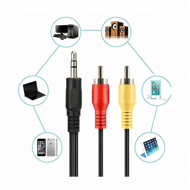 Adaptador de cable jack 3.5mm a salida de audio rca 100cm / wi.184 Imagen secundaria del producto