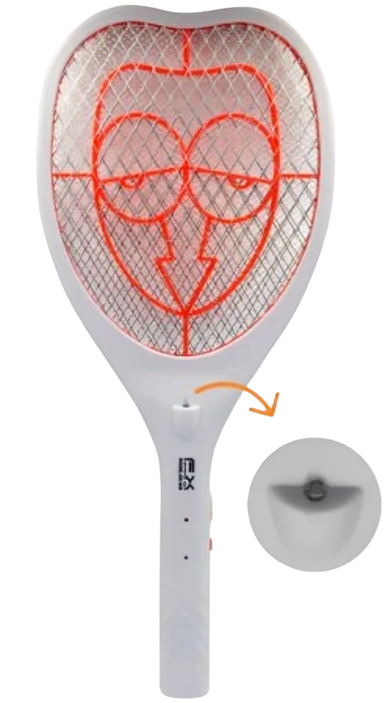 RAQUETA PARA MOSQUITOS CON LINTERNA RECARGABLE