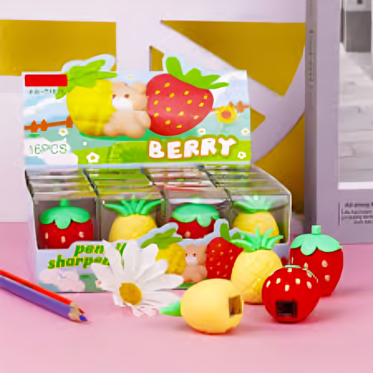 Caja de sacapuntas diseño Fresa y piña Set de 16pz - KDY-33 Imagen principal del producto