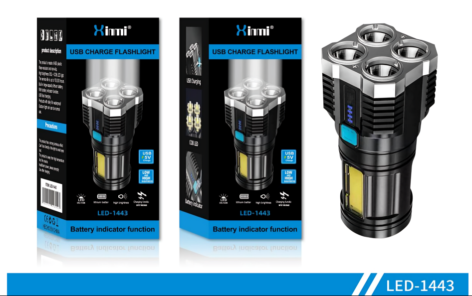 Linterna LED de alta potencia de 4 LED LED-1443 XINMI