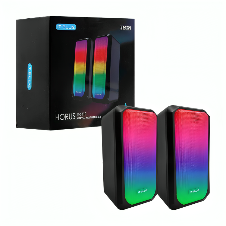 Par de bocinas con diseño de altavoz it blue con luces rgb y conexión auxiliar IT-S810 Imagen principal del producto