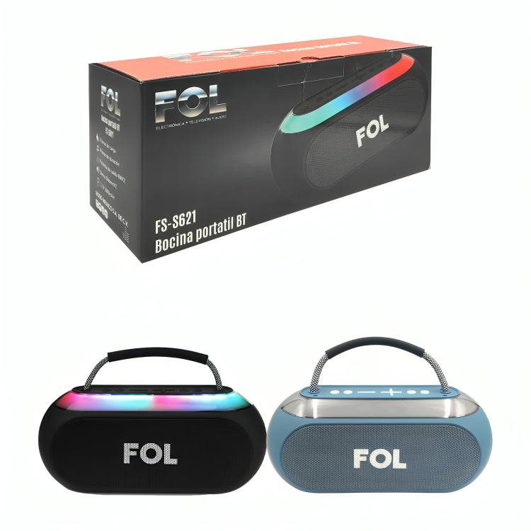 Bocina fol ovalada, puerto tf, usb y radio fm, sonido estéreo FS-S621